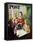 "Bridge Game" Saturday Evening Post Cover, October 14, 1950-Constantin Alajalov-Framed Stretched Canvas