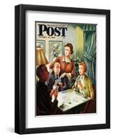 "Bridge Game" Saturday Evening Post Cover, October 14, 1950-Constantin Alajalov-Framed Giclee Print