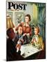 "Bridge Game" Saturday Evening Post Cover, October 14, 1950-Constantin Alajalov-Mounted Giclee Print