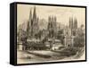 Bridge, Gateway and Cathedral of Burgos, Illustration from 'spanish Pictures' by the Rev. Samuel…-null-Framed Stretched Canvas