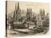 Bridge, Gateway and Cathedral of Burgos, Illustration from 'spanish Pictures' by the Rev. Samuel…-null-Stretched Canvas