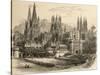 Bridge, Gateway and Cathedral of Burgos, Illustration from 'spanish Pictures' by the Rev. Samuel…-null-Stretched Canvas