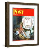 "Bridge Hand Disturbs Sleep," Saturday Evening Post Cover, December 1, 1962-Constantin Alajalov-Framed Giclee Print