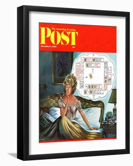 "Bridge Hand Disturbs Sleep," Saturday Evening Post Cover, December 1, 1962-Constantin Alajalov-Framed Giclee Print