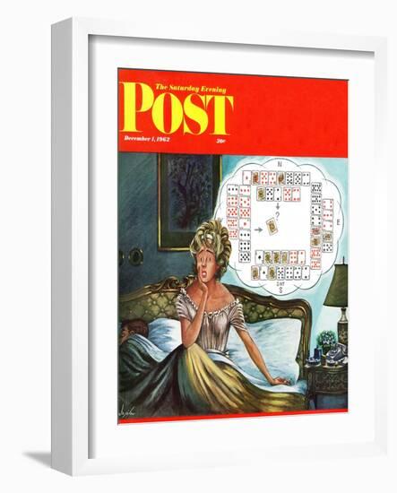 "Bridge Hand Disturbs Sleep," Saturday Evening Post Cover, December 1, 1962-Constantin Alajalov-Framed Giclee Print