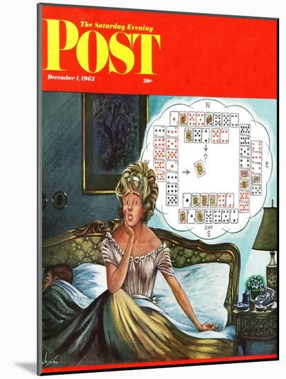 "Bridge Hand Disturbs Sleep," Saturday Evening Post Cover, December 1, 1962-Constantin Alajalov-Mounted Giclee Print