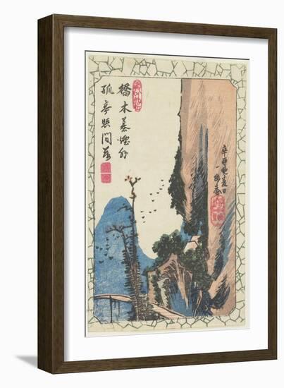 Bridge in a Gorge, 1831-Utagawa Hiroshige-Framed Giclee Print