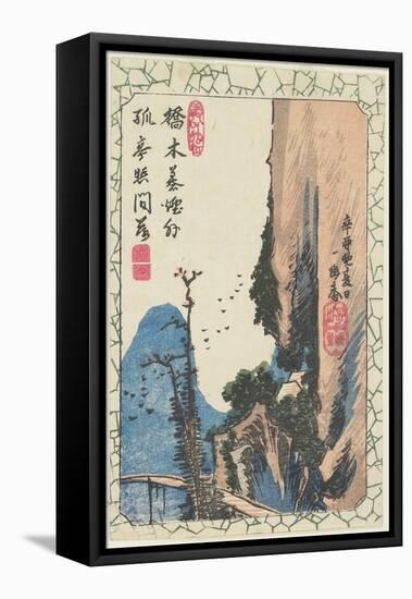 Bridge in a Gorge, 1831-Utagawa Hiroshige-Framed Stretched Canvas