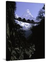 Bridge in Ama Dablam, Nepal-Michael Brown-Stretched Canvas