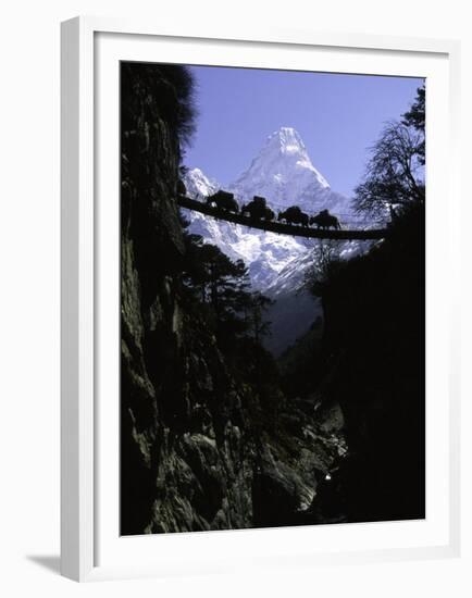 Bridge in Ama Dablam, Nepal-Michael Brown-Framed Premium Photographic Print