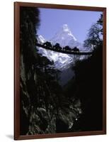 Bridge in Ama Dablam, Nepal-Michael Brown-Framed Premium Photographic Print