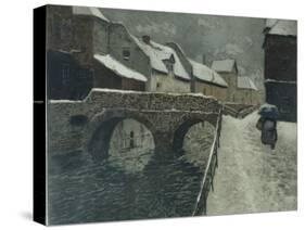 Bridge in Amiens colour etching-Fritz Thaulow-Stretched Canvas