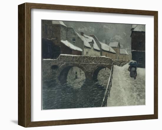 Bridge in Amiens colour etching-Fritz Thaulow-Framed Giclee Print