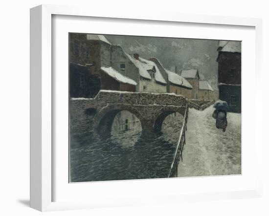 Bridge in Amiens colour etching-Fritz Thaulow-Framed Giclee Print