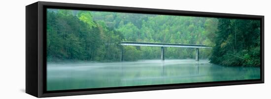 Bridge in Fog, Great Smokey Mountain National Park, North Carolina-null-Framed Stretched Canvas