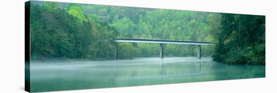 Bridge in Fog, Great Smokey Mountain National Park, North Carolina-null-Stretched Canvas