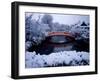 Bridge in Sinsen-En Garden in Snow, Kyoto, Japan-null-Framed Premium Photographic Print