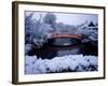 Bridge in Sinsen-En Garden in Snow, Kyoto, Japan-null-Framed Photographic Print