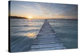 Bridge in the Bay Badia D'Alcudia, Majorca, the Balearic Islands, Spain-Rainer Mirau-Stretched Canvas