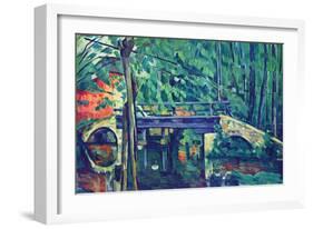 Bridge In The Forest-Paul Cézanne-Framed Art Print