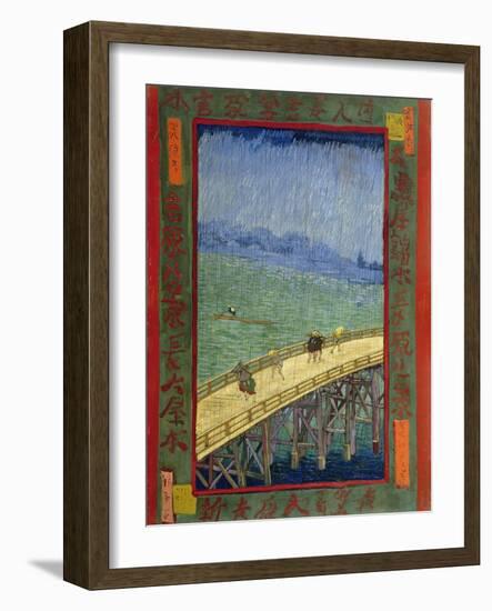 Bridge in the Rain (After Hiroshige)-Vincent van Gogh-Framed Premium Giclee Print