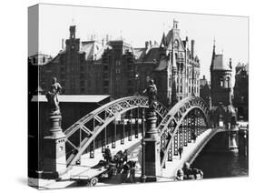 Bridge in the Speicherstadt (Warehouse City) Hamburg, circa 1910-Jousset-Stretched Canvas