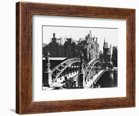 Bridge in the Speicherstadt (Warehouse City) Hamburg, circa 1910-Jousset-Framed Giclee Print