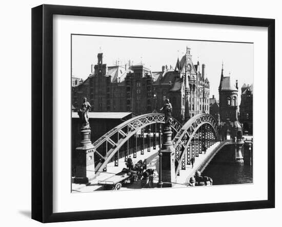 Bridge in the Speicherstadt (Warehouse City) Hamburg, circa 1910-Jousset-Framed Giclee Print