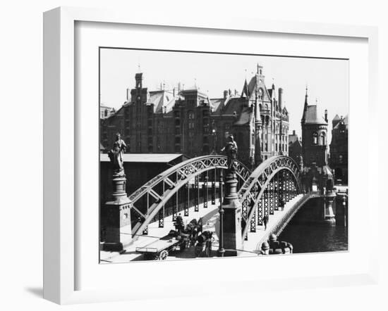 Bridge in the Speicherstadt (Warehouse City) Hamburg, circa 1910-Jousset-Framed Giclee Print