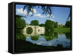 Bridge, Lake and House, Blenheim Palace, Oxfordshire, England, United Kingdom, Europe-Nigel Francis-Framed Stretched Canvas