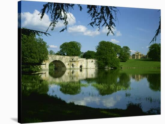 Bridge, Lake and House, Blenheim Palace, Oxfordshire, England, United Kingdom, Europe-Nigel Francis-Stretched Canvas