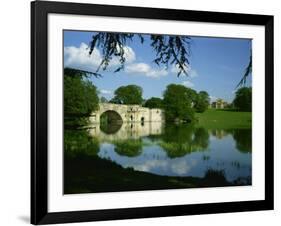 Bridge, Lake and House, Blenheim Palace, Oxfordshire, England, United Kingdom, Europe-Nigel Francis-Framed Photographic Print