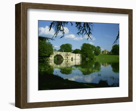 Bridge, Lake and House, Blenheim Palace, Oxfordshire, England, United Kingdom, Europe-Nigel Francis-Framed Photographic Print