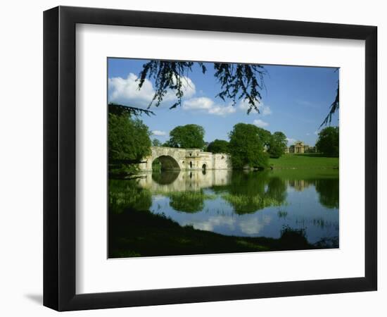 Bridge, Lake and House, Blenheim Palace, Oxfordshire, England, United Kingdom, Europe-Nigel Francis-Framed Photographic Print