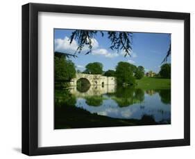 Bridge, Lake and House, Blenheim Palace, Oxfordshire, England, United Kingdom, Europe-Nigel Francis-Framed Photographic Print