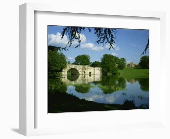 Bridge, Lake and House, Blenheim Palace, Oxfordshire, England, United Kingdom, Europe-Nigel Francis-Framed Photographic Print