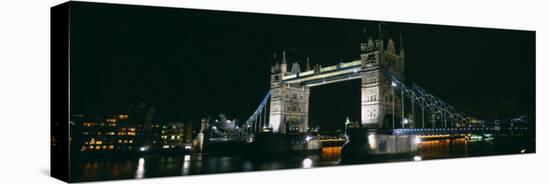 Bridge Lit Up at Night, Tower Bridge, London, England-null-Stretched Canvas