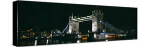 Bridge Lit Up at Night, Tower Bridge, London, England-null-Stretched Canvas