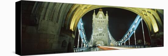 Bridge Lit Up at Night, Tower Bridge, London, England-null-Stretched Canvas