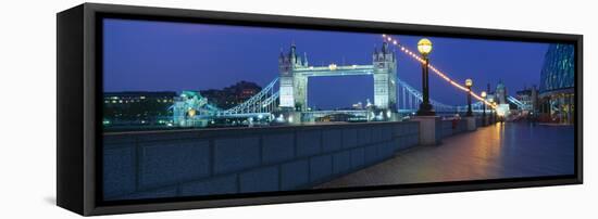 Bridge Lit Up at Night, Tower Bridge, River Thames, London, England-null-Framed Stretched Canvas