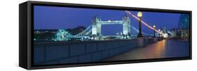 Bridge Lit Up at Night, Tower Bridge, River Thames, London, England-null-Framed Stretched Canvas