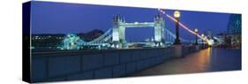 Bridge Lit Up at Night, Tower Bridge, River Thames, London, England-null-Stretched Canvas