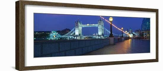 Bridge Lit Up at Night, Tower Bridge, River Thames, London, England-null-Framed Photographic Print