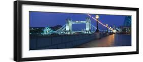 Bridge Lit Up at Night, Tower Bridge, River Thames, London, England-null-Framed Photographic Print