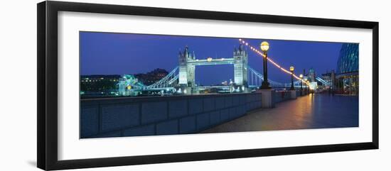 Bridge Lit Up at Night, Tower Bridge, River Thames, London, England-null-Framed Photographic Print