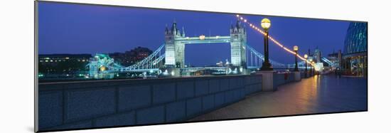 Bridge Lit Up at Night, Tower Bridge, River Thames, London, England-null-Mounted Photographic Print