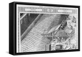 Bridge Made in Shape of Boat, Illustration from 'Diverse Imaginary Machines' by Agostino Ramelli-Agostino Ramelli-Framed Stretched Canvas