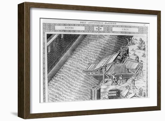 Bridge Made in Shape of Boat, Illustration from 'Diverse Imaginary Machines' by Agostino Ramelli-Agostino Ramelli-Framed Giclee Print