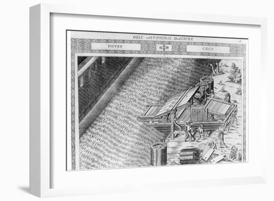 Bridge Made in Shape of Boat, Illustration from 'Diverse Imaginary Machines' by Agostino Ramelli-Agostino Ramelli-Framed Giclee Print
