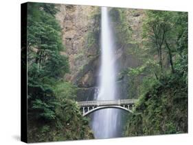 Bridge, Multnomah Falls, Columbia Gorge, Oregon, USA-Walter Bibikow-Stretched Canvas